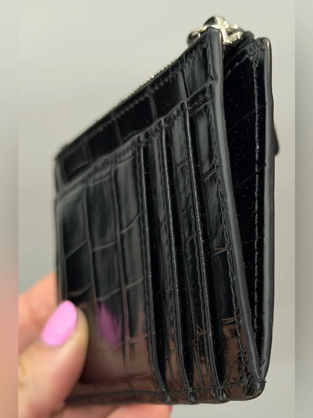 Versace black croc medusa biggie zipper card holder - Picture 3 of 8